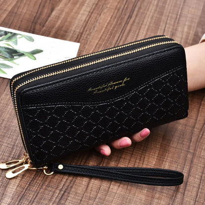 Portefeuille Long Femme Double Fermeture Éclair - Clutch Grande Capacité Cuir Europe
