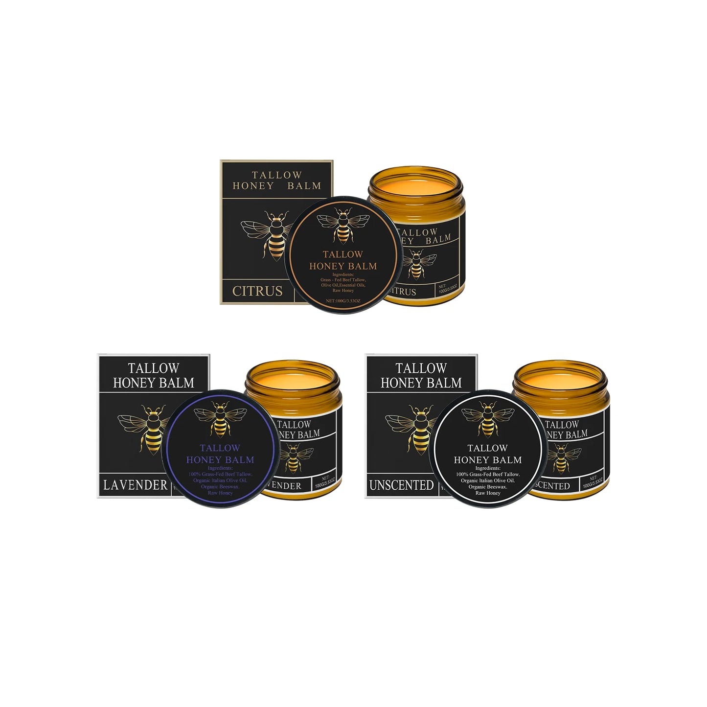 Crème Suif Bœuf Miel - Éclaircissante Raffermissante Élasticité Hydratante Rougeurs Nourri Herbe Naturelle