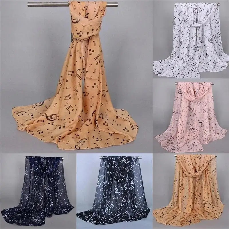 Foulard Mousseline Notes Musique Femme - Châle Soie Imprimé Doux Polyvalent