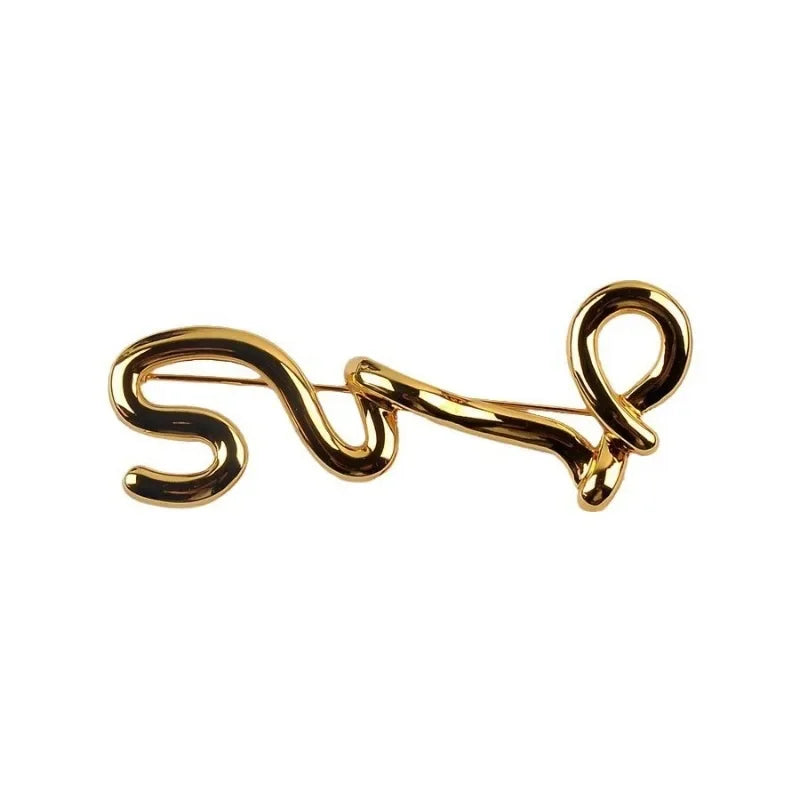Broche Métal Dorée Irrégulière – Design Européen Moderne Tendance