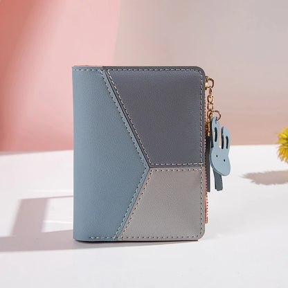Portefeuille Femme Pliable Cuir PU - Porte-Cartes Portable avec Porte-Monnaie