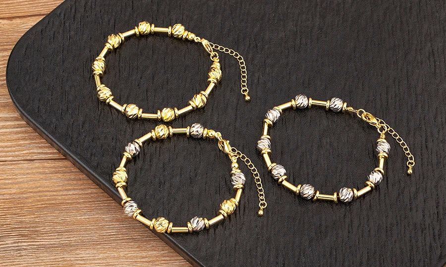 Bracelet Perles CZ Fait Main Ajustable – Chaîne Cuivre Polyvalent Femme