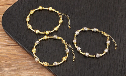 Bracelet Perles CZ Fait Main Ajustable – Chaîne Cuivre Polyvalent Femme