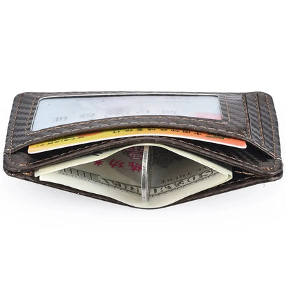 Portefeuille Homme Slim RFID Blocking - Porte-Cartes Minimaliste Cuir PU Poche Avant