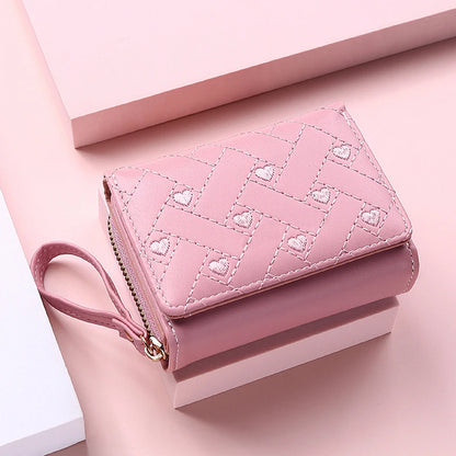 Portefeuille Femme Kawaii Mignon - Petit Porte-Monnaie Cuir Rose Designer