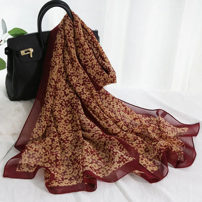 Foulard Écharpe Mousseline Fleur Prunier Femme - Bandana Châle Été Protection Solaire Plage