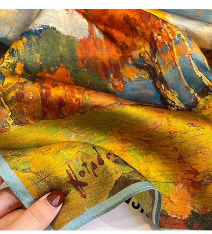 Foulard Carré Soie Naturelle 100% 65cm Femme - Bandana Headscarf Neckerchief Châle Luxe