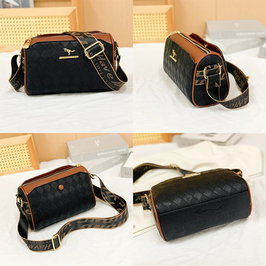 Sac Bandoulière en Cuir PU Motif Check – Style Luxe Femme