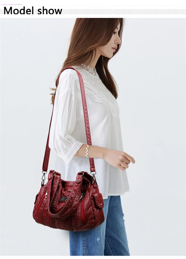 Sac à Main Femme Cuir Véritable Peau Mouton - Sac Épaule Bandoulière Crossbody Messenger Tote Élégant