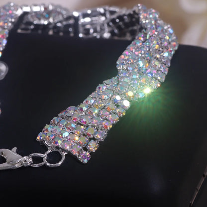 Bracelet Luxe Strass Colorés Ajustable – Charm Argenté Mariage