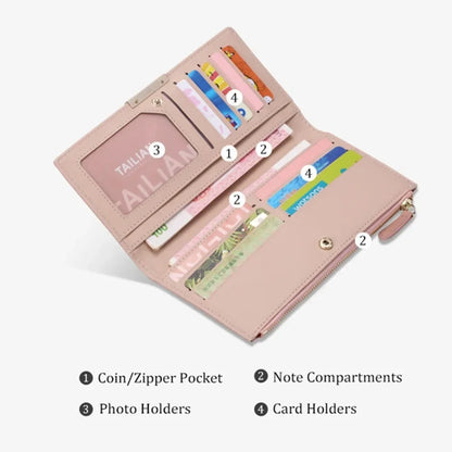 Portefeuille Femme Personnalisé Photo Cuir PU - Long Bifold avec Zip et Boucle