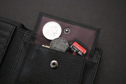 Portefeuille Homme Cuir Véritable - Porte-Cartes Court Premium Noir