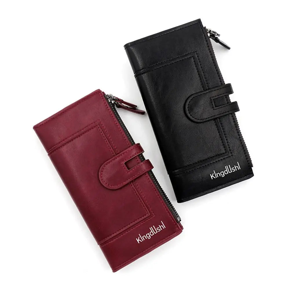Portefeuille Femme Long Cuir Vintage RFID - Porte-Chéquier Carnet Chèques Protection Anti-RFID Élégant