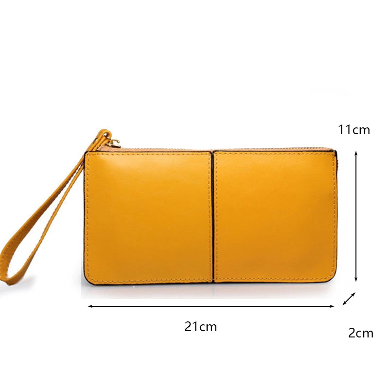 Portefeuille Clutch Femme Vintage Cuir Ciré PU - Grande Capacité avec Bracelet