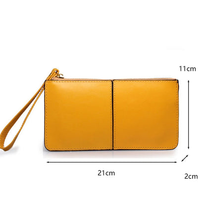 Portefeuille Clutch Femme Vintage Cuir Ciré PU - Grande Capacité avec Bracelet