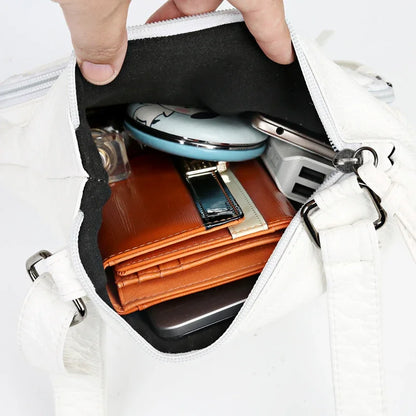 Sac à Main Femme Cuir PU Multi-Couches - Sac Épaule Bandoulière Crossbody Messenger Rabat Porte-Monnaie