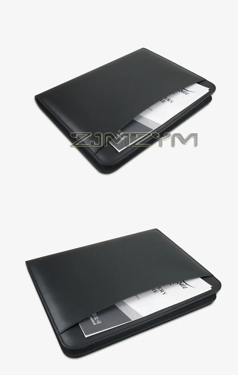 Porte-Documents Cuir Fermeture Éclair - Portfolio Business iPad Tablette Organisateur Entrevue Marron