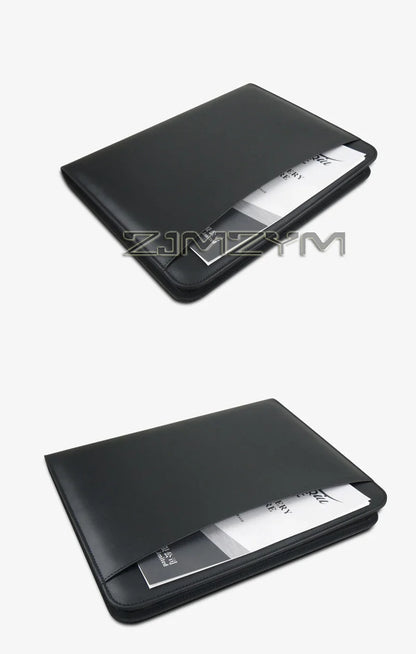 Porte-Documents Cuir Fermeture Éclair - Portfolio Business iPad Tablette Organisateur Entrevue Marron