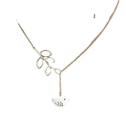 Collier Choker Oiseau Feuilles – Pendentif Statement Nature Doré