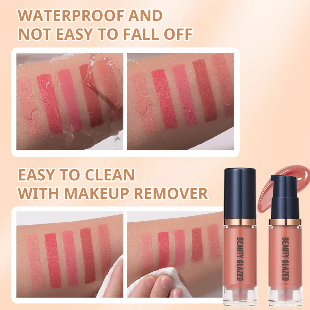 Blush Liquide Beauty Glazed 102 - Waterproof Sweatproof Léger Non-Fade Naturel Joues Longue Tenue Maquillage