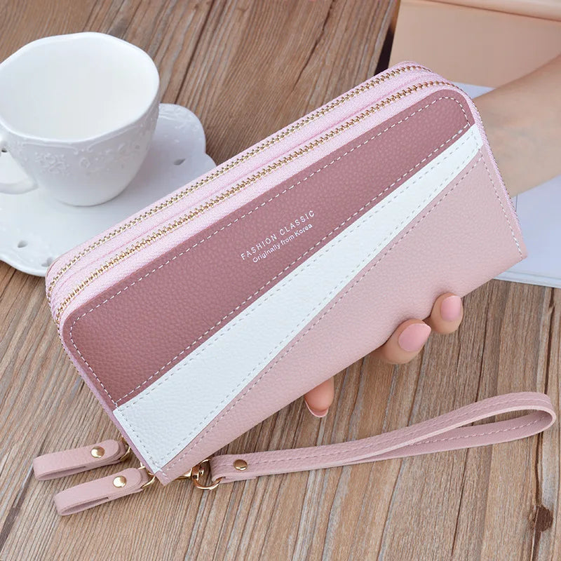 Portefeuille Femme Kawaii Rose Luxe - Grand Porte-Monnaie Designer Cuir Multi-Compartiments
