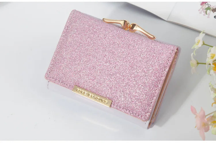 Portefeuille Femme Brillant Tri-Fold - Cartera Mujer Clutch Porte-Monnaie Simple