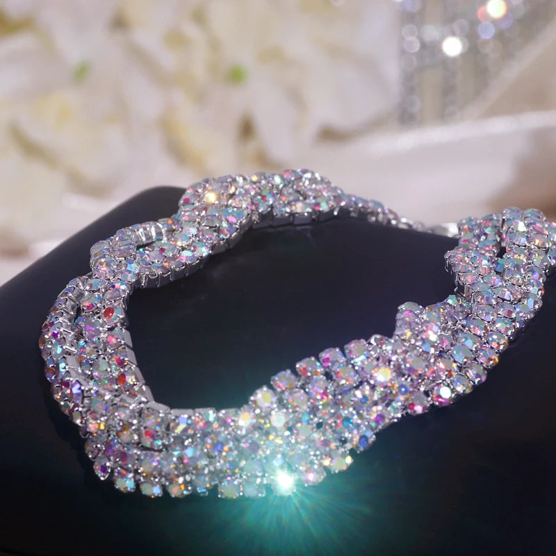 Bracelet Luxe Strass Colorés Ajustable – Charm Argenté Mariage