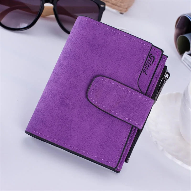 Portefeuille Femme Court Cuir PU Pliable Gris - Porte-Carte Porte-Monnaie Portable Lady Coin Purse