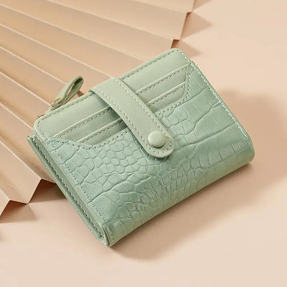 Portefeuille Compact Femme Cuir PU - Multi-Cartes avec Fermeture Éclair