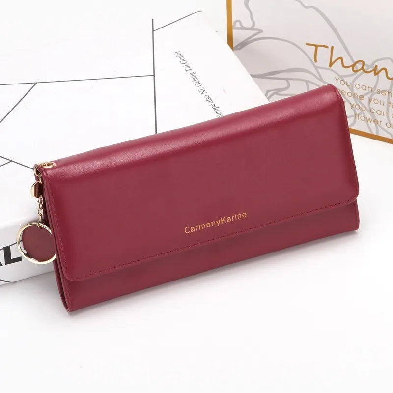Portefeuille Long Femme Tri-Fold Cuir Lettre - Clutch Porte-Cartes Fresh Fashion