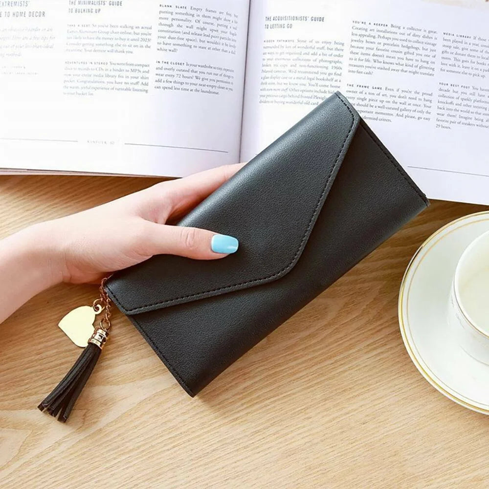 Portefeuille Femme Long Cuir PU - Pochette Clutch Porte-Cartes avec Porte-Monnaie
