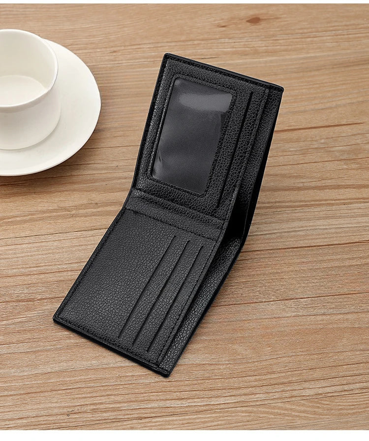 Portefeuille Homme Cuir PU Court Business - Wallet Noir Compact Walet Portefeuille