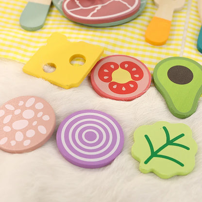 Cuisine Jouet en Bois Éducatif - Set Complet Casseroles et Aliments pour Jeu de Rôle 3-6 Ans
