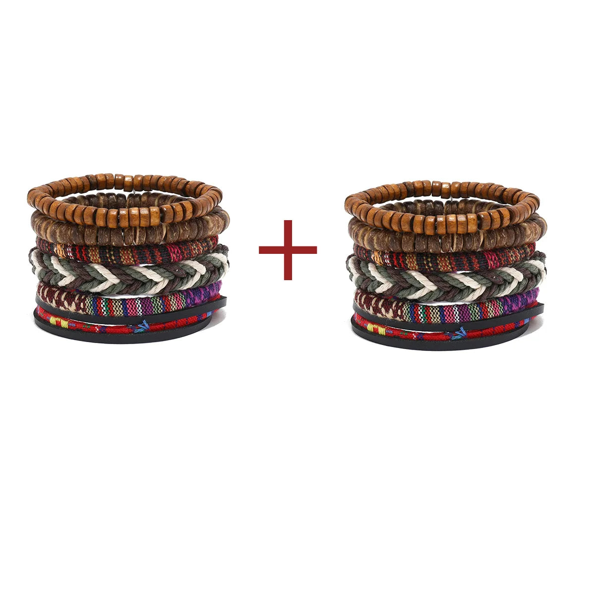 Bracelet Bohème Cuir & Perles Bois Homme – Tressé Main, 26 Coloris