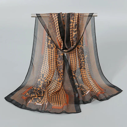 Foulard Soie Mousseline Luxe Femme - Écharpe Tête Plage Bandana Hijab Été