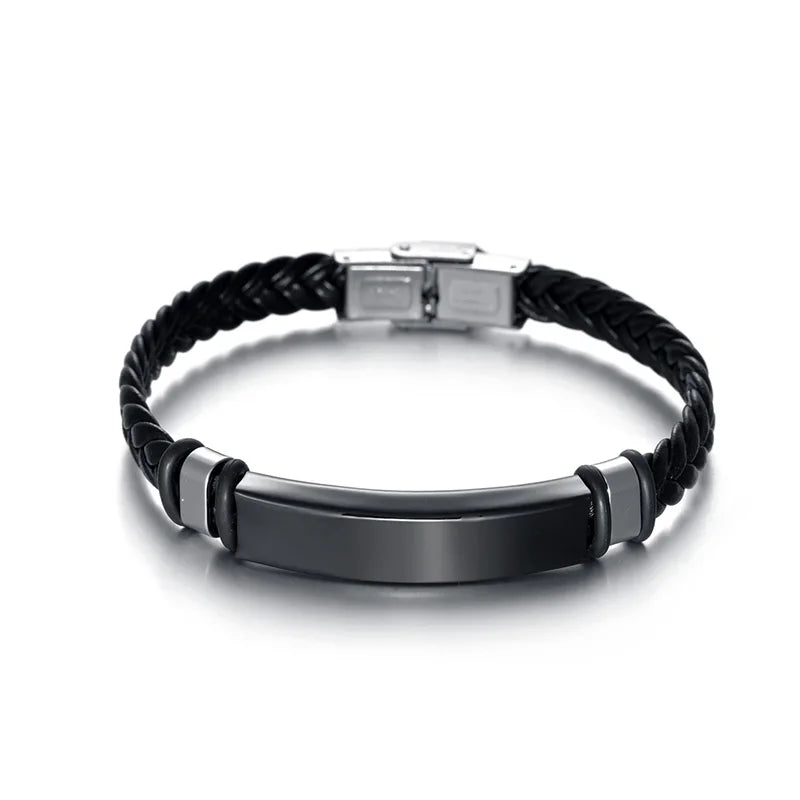 Bracelet en Corde Tressée et Acier Inoxydable - Style Hip-Hop Rock Unisexe