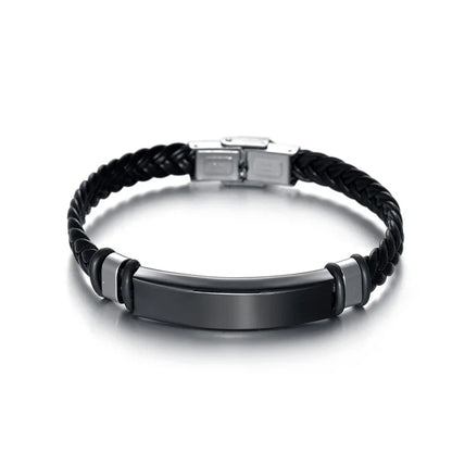 Bracelet en Corde Tressée et Acier Inoxydable - Style Hip-Hop Rock Unisexe