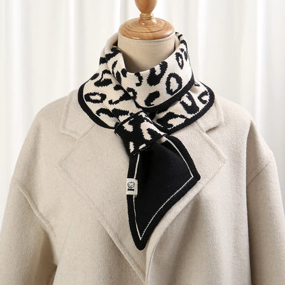 Foulard Écharpe Pied-de-Poule Luxe Femme - Tricot Long Mince Hiver Cou