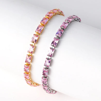 Bracelet Plaqué Or 18K Zircons Arc-en-Ciel – Luxe Micro-Pavé Étanche