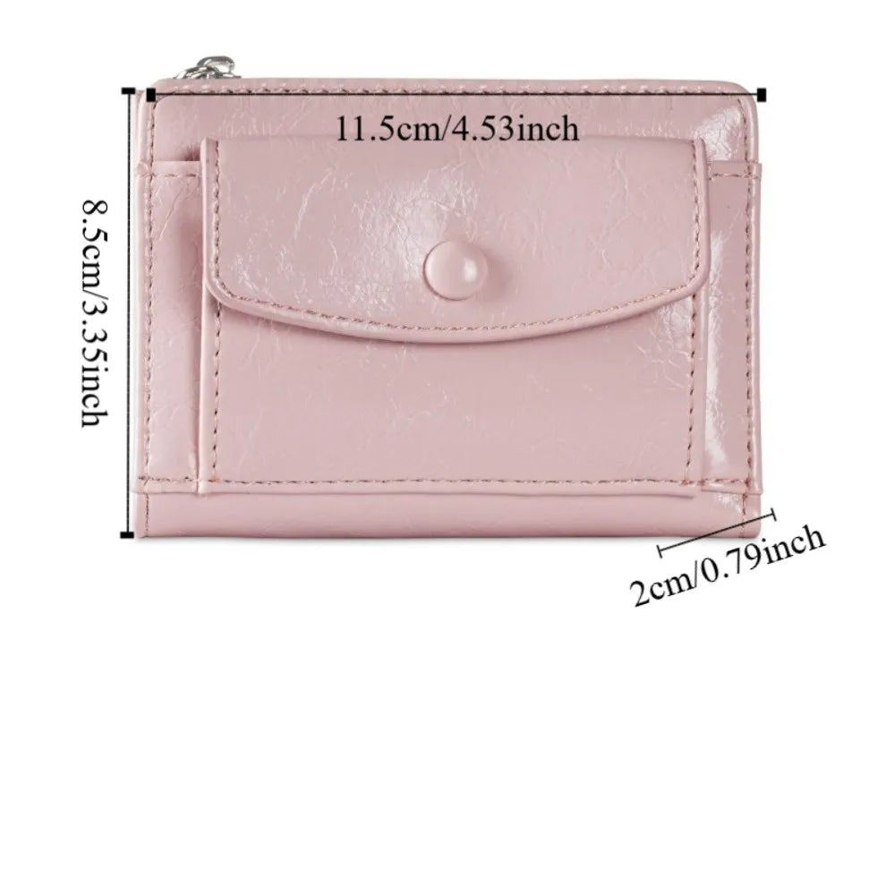 Portefeuille Femme Court Cuir PU Argenté - Porte-Carte Zippé Ultra Fin Multifonction Élégant