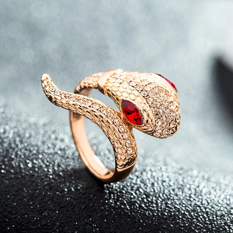 Bague Serpent Cobra CZ Cristal - Bijou Femme Animal Original - Cadeau Unique