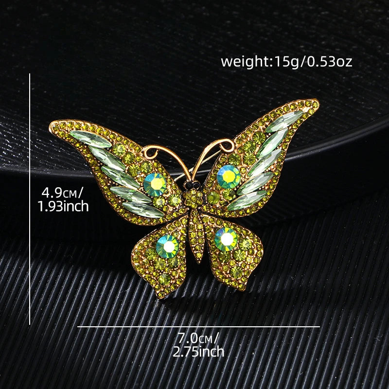 Broche Papillon Cristaux Multicolores Luxueuse Exquise – Pin's Insecte Zircons Mignon Femme