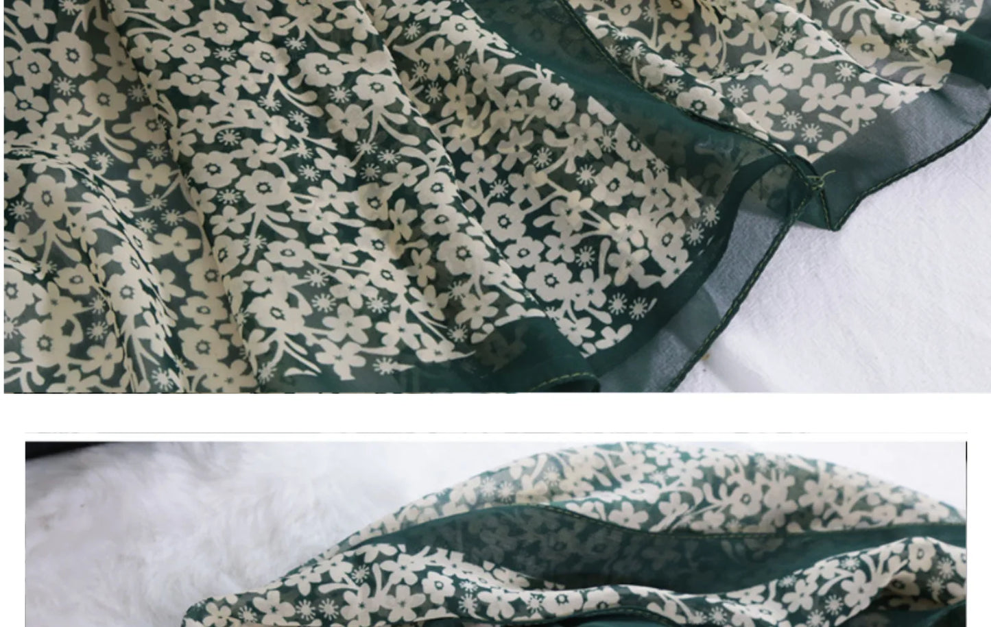 Foulard Écharpe Mousseline Petite Fleur Femme - Bandana Hijab Châle Été Protection Solaire