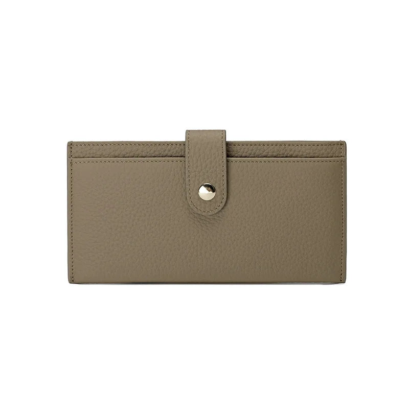 Portefeuille Femme Cuir Luxe 6 Emplacements Cartes Slim - Porte-Monnaie Zippé Détachable Externe Noir