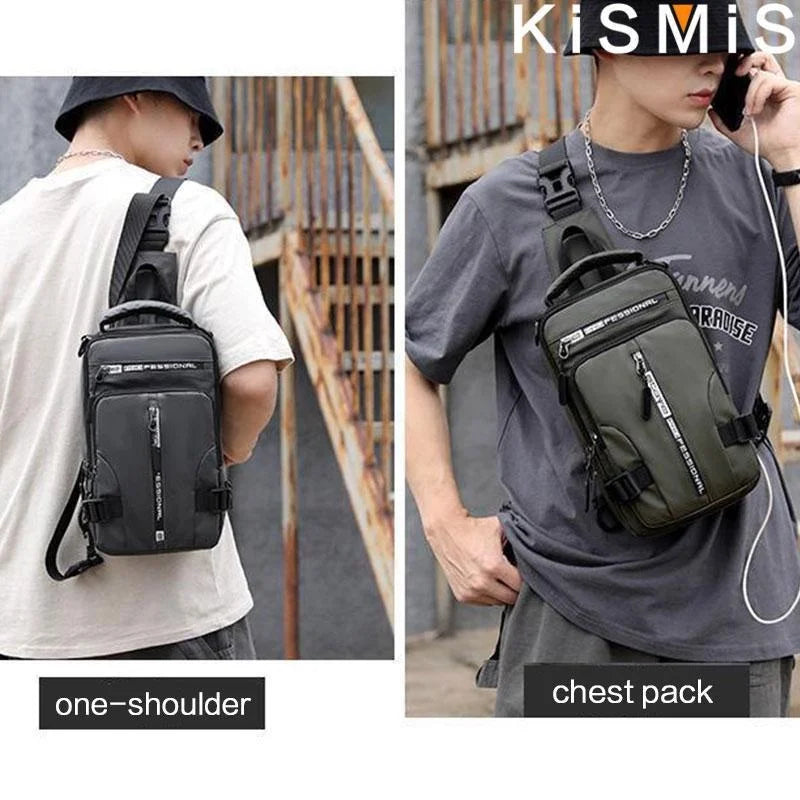 Sac Bandoulière Multifonction avec Port USB – Nylon Imperméable
