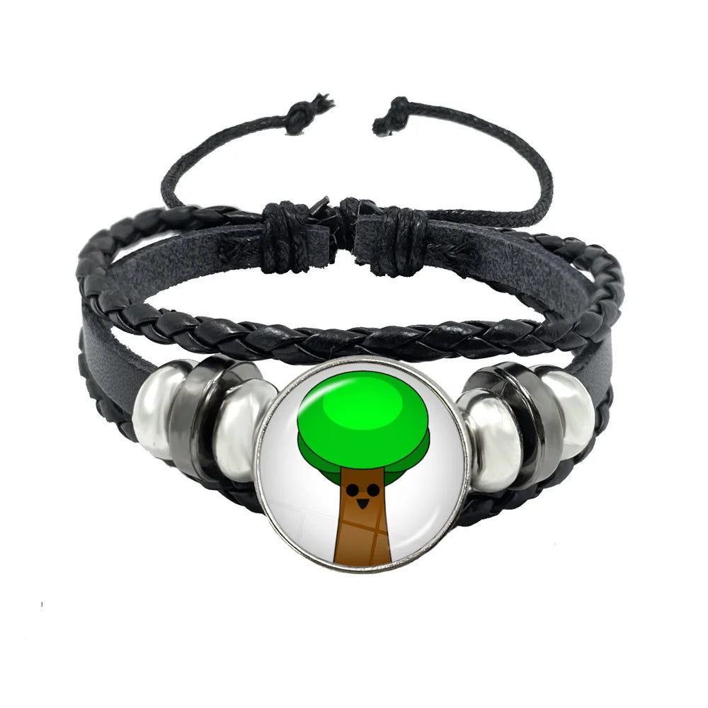 Bracelet Sprunki Incredibox Personnage Anime – Cuir Multicouche Tressé Fait Main