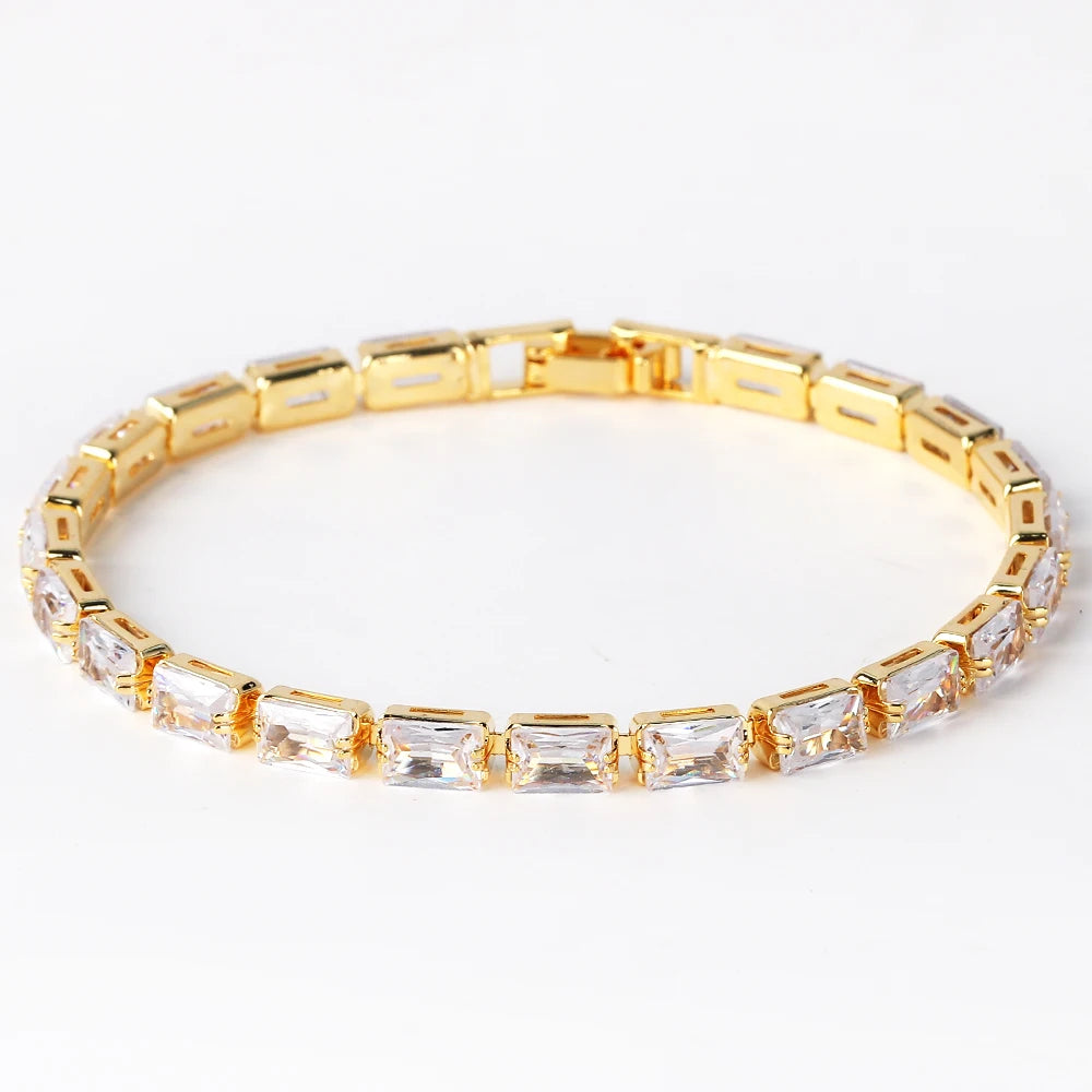 Bracelet Plaqué Or 18K Zircons Arc-en-Ciel – Luxe Micro-Pavé Étanche