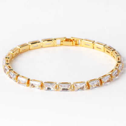 Bracelet Plaqué Or 18K Zircons Arc-en-Ciel – Luxe Micro-Pavé Étanche