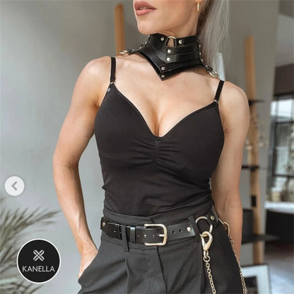 Collier Choker Gothique Cuir Rivets – Ras-du-Cou Punk Rock Noir
