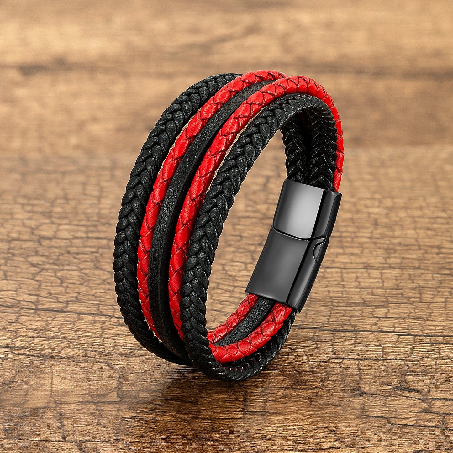 Bracelet Cuir Multicouche Tressé Main Homme – Style Vintage Wrap Cadeau